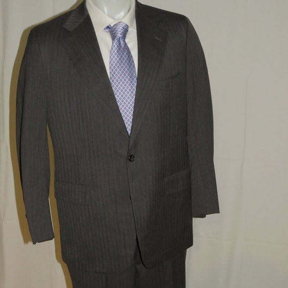 Brooks Brothers Made to Measure Gray Herringbone Two Button Suit 40R - Picture 8 of 15